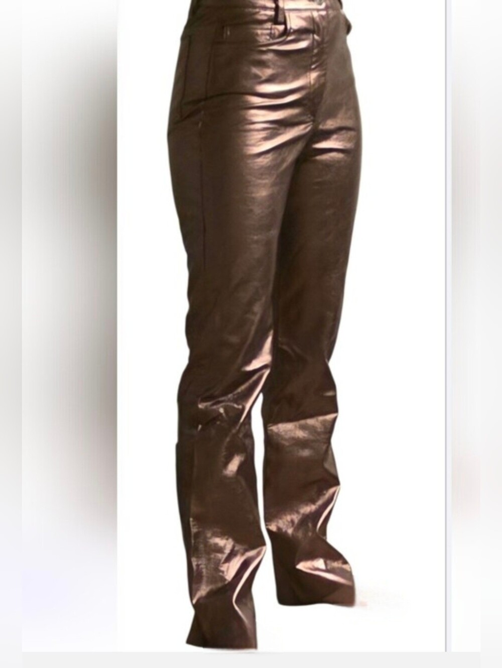 Metallic Bronze Leather like pants.  Women's size small. EUC. Soft & stretchy 😍